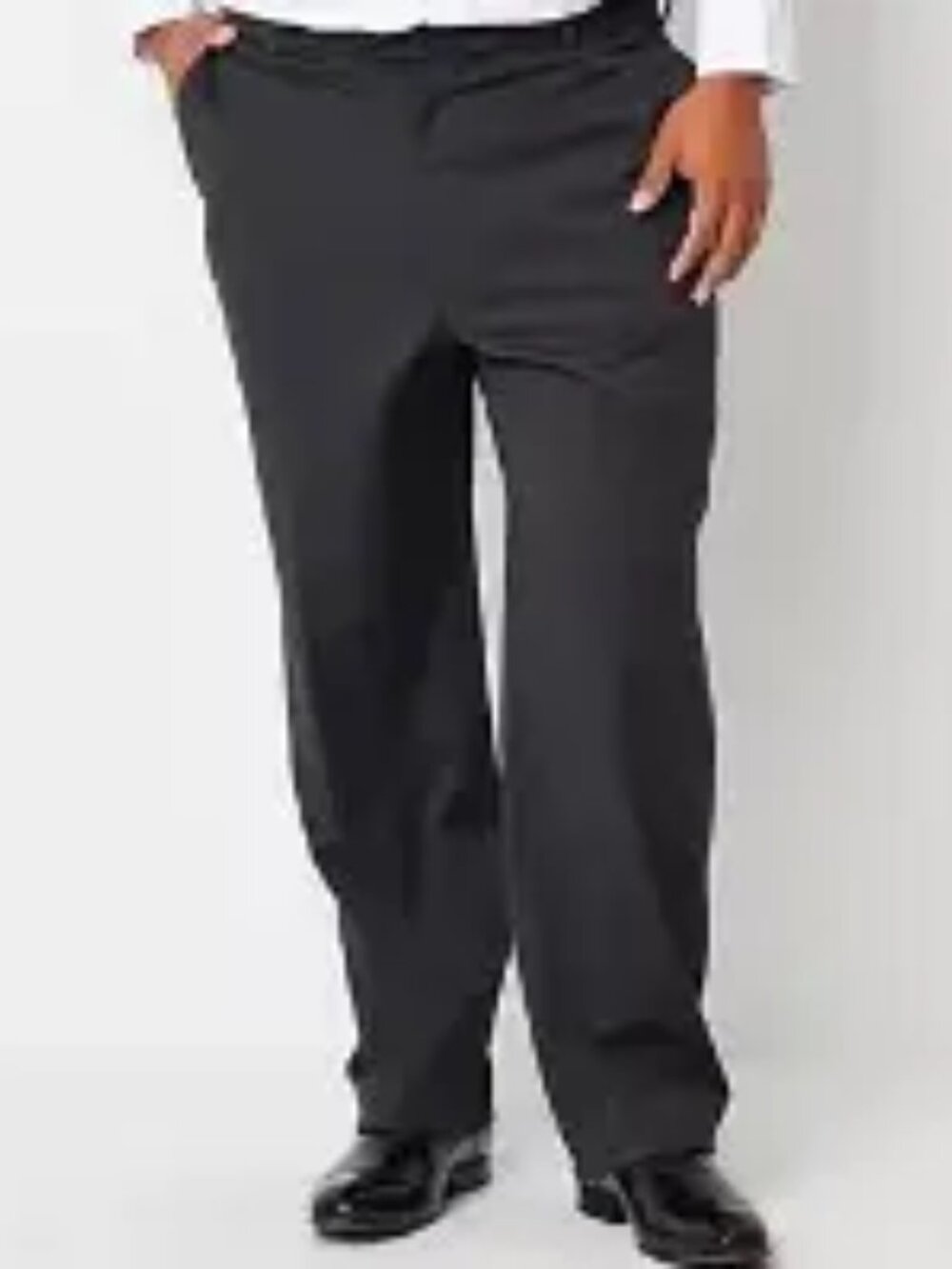 Solid Black Stafford Classic Fit Flat Front Pants Men's Big & Tall Size 50 x 30
